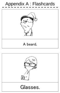 english free describing people flashcards beard glasses to print and download for lessons teaching children in japan and ESL around the world
