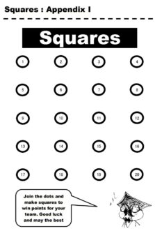 english games squares to print and download for lessons teaching children in japan and ESL around the world